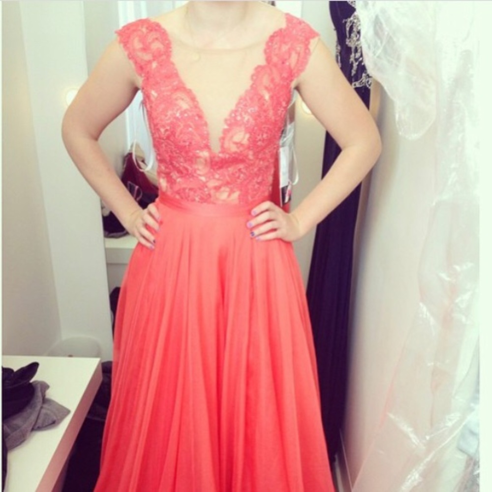 Size 4 Sherri Hill coral pink prom dress
